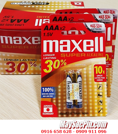 COMBO 01HỘP 12vỉ=24viên Pin AAA 1.5v Maxell LR03(GD)2B Super Alkaline _Giá chỉ 216.000đ/HỘP